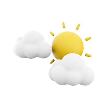 3d rendering sun covered by clouds icon. 3d render cloudy weather with sun icon. Sun covered by clouds. png