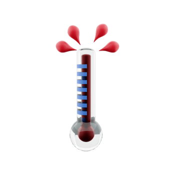 3D rendering high thermometer score icon. 3d render hot weather icon. High thermometer score. png