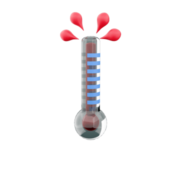 3D rendering high thermometer score icon. 3d render hot weather icon. High thermometer score. png