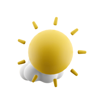 3d rendering sun ahead of the clouds icon. 3d render weather sun cloud icon. sun ahead of the clouds. png