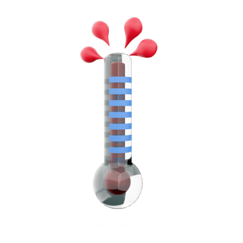 3D rendering high thermometer score icon. 3d render hot weather icon. High thermometer score. png