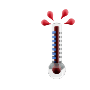3D rendering high thermometer score icon. 3d render hot weather icon. High thermometer score. png