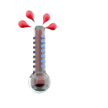 3D rendering high thermometer score icon. 3d render hot weather icon. High thermometer score. png