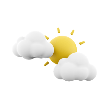3d rendering sun covered by clouds icon. 3d render cloudy weather with sun icon. Sun covered by clouds. png