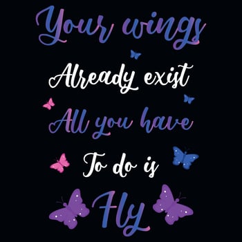 Butterfly typography tshirt design vector