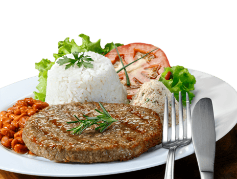 hamburger meat with rice and salad png