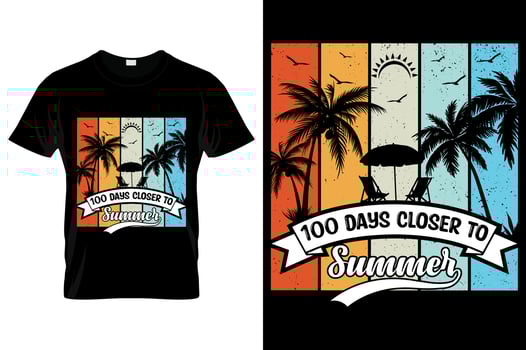 100 Days Closer To Summer  t-shirt design. Best for fashion graphics, t-shirt Pro Vector