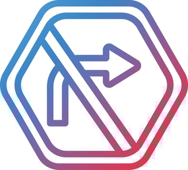 Vector Design No Right Turn Icon Style
