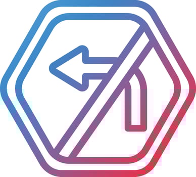 Vector Design No Left Turn Icon Style