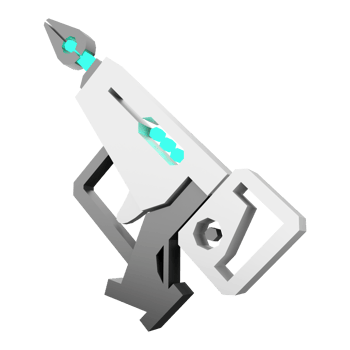 3d rendering space blaster, laser gun, futuristic alien weapon low poly icon. 3d render cartoon future arm, lazer and plasma gun icon. png