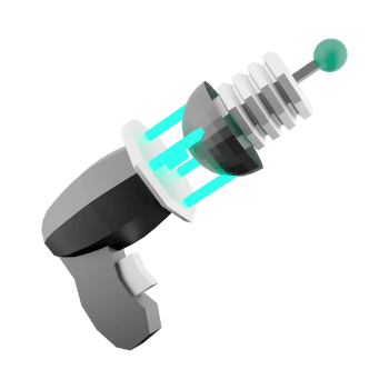 3d rendering Futuristic Sci-Fi Assault Pistol lowpoly icon. 3d render loading cannon with sight low poly icon. png