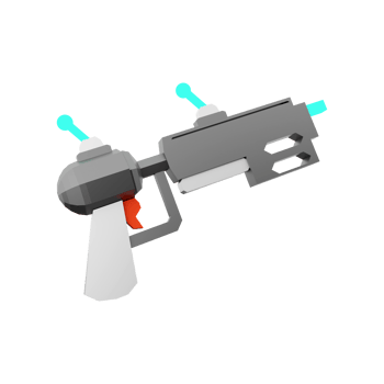 3d rendering fictional space gun, blaster as universe energized weapon low poly icon. 3d render science fiction blaster icon. png