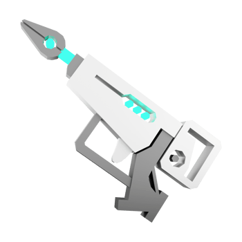 3d rendering space blaster, laser gun, futuristic alien weapon low poly icon. 3d render cartoon future arm, lazer and plasma gun icon. png