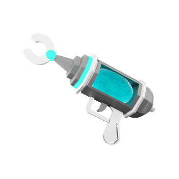 3d rendering space blaster, laser gun, futuristic alien weapon low poly icon. 3d render cartoon future arm, lazer and plasma gun icon. png