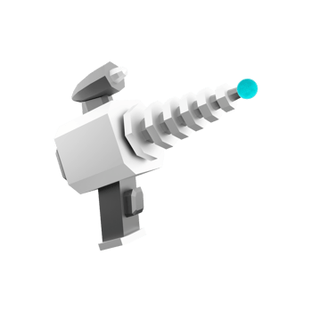 3d rendering fictional space gun, blaster as universe energized weapon low poly icon. 3d render science fiction blaster icon. png