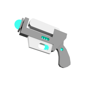 3d rendering cartoon retro space blaster icon. 3d render laser weapon low poly, futurustic weapon icon. png