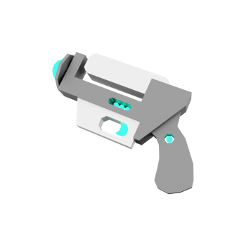 3d rendering cartoon retro space blaster icon. 3d render laser weapon low poly, futurustic weapon icon. png