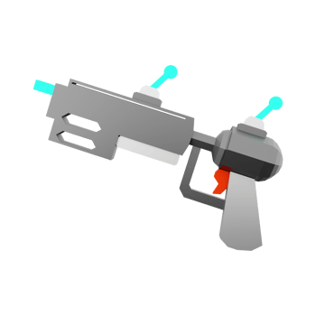 3d rendering fictional space gun, blaster as universe energized weapon low poly icon. 3d render science fiction blaster icon. png