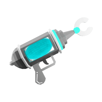 3d rendering space blaster, laser gun, futuristic alien weapon low poly icon. 3d render cartoon future arm, lazer and plasma gun icon. png