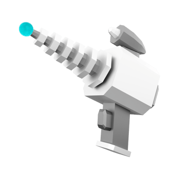 3d rendering fictional space gun, blaster as universe energized weapon low poly icon. 3d render science fiction blaster icon. png