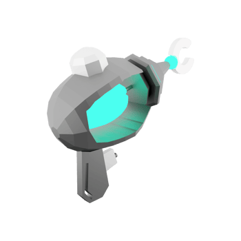 3d rendering cartoon retro space blaster icon. 3d render laser weapon low poly, futurustic weapon icon. png