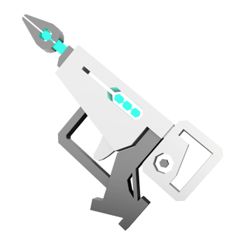 3d rendering space blaster, laser gun, futuristic alien weapon low poly icon. 3d render cartoon future arm, lazer and plasma gun icon. png