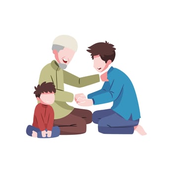Illustration of apologized to my father during Eid Al-Fitr vector