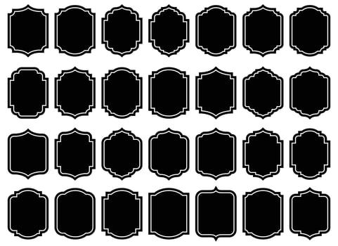 Set of vintage frames and labels vector illustration isolated on white