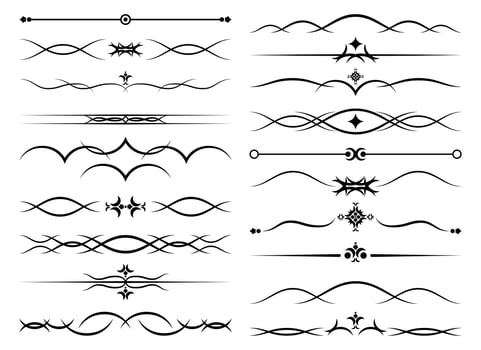 Vintage decoration, calligraphic ornament, corners and dividers vector illustration