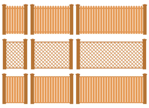 Colored fence in flat style vector illustration isolated on white