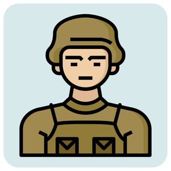 Filled outline profession icon for Army soldier. vector