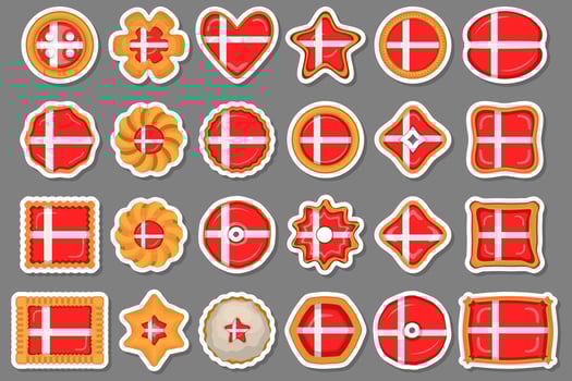 Homemade cookie with flag country Denmark in tasty biscuit vector