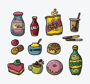 Snack Icons Collection Vector