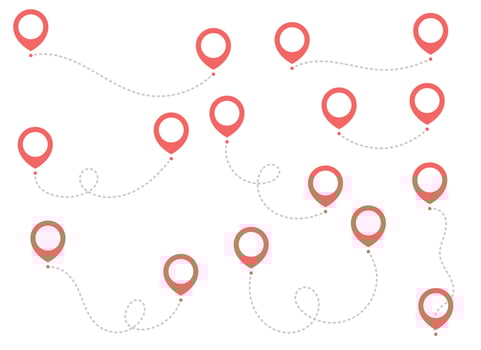 Hand drawn route icon vector set
