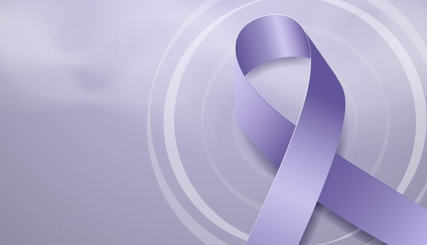 Stomach Cancer Awareness Month concept. Banner template with periwinkle blue ribbon. Vector illustration.