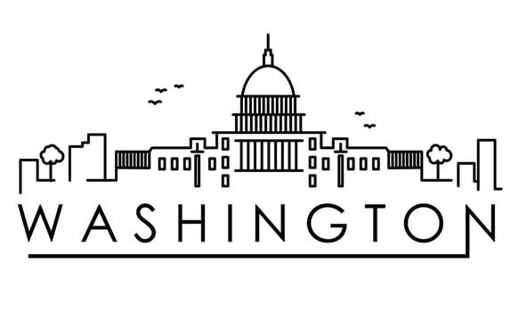 Outline Washington DC USA City Skyline with Modern Buildings vector icon