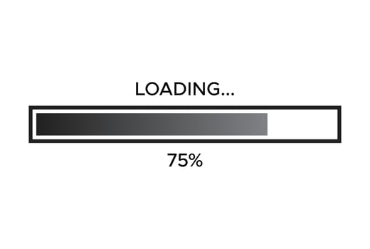 Grey 75 percent progress load bar vector