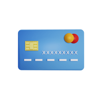 Blue credit card isolated transparent background 3d render icon design png