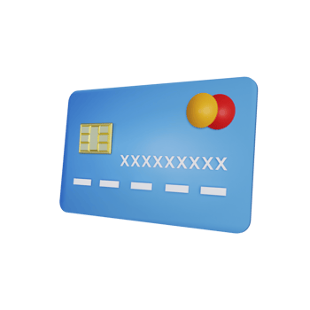 Blue credit card isolated transparent background 3d render icon design png