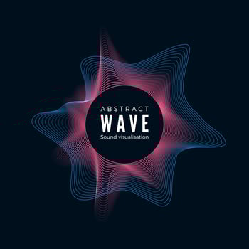 Design of digital radial sound waves. Abstract audio equalizer effect. Dynamic spectrum of music impulse. Vector illustration