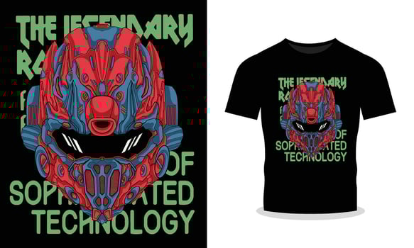 Get Your Hands on Our Mecha Robot Head Illustration T-Shirt Design vector