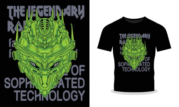 Mecha Robot Head Illustration T-Shirt Design for Your Creative Endeavors vector