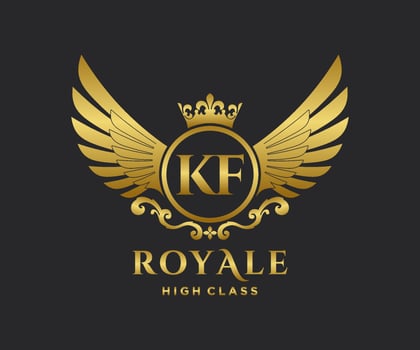 Golden Letter KF template logo Luxury gold letter with crown. Monogram alphabet . Beautiful royal initials letter. vector