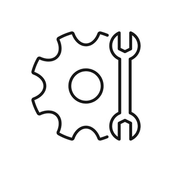 Editable Icon of Wrench and Cogwheel, Setup or Settings Icon, Vector illustration isolated on white background. using for Presentation, website or mobile app