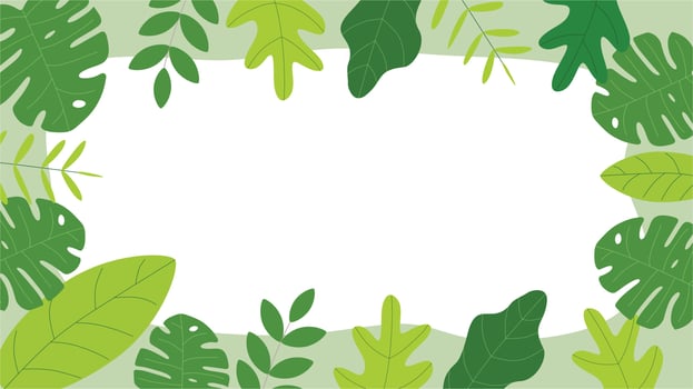 Blank space background with green leaf tropical theme vector