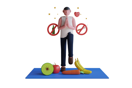 3D Illustration of Healthy Lifestyle, Balanced Diet and Body Wellbeing. healthy living. 3d rendering png