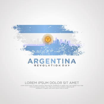 Argentina Revolution day greeting card template. vector