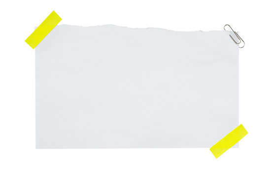 Blank note paper with yellow tape edge png
