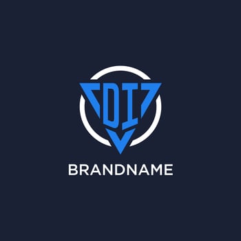 DI monogram logo with triangle shape and circle design elements vector