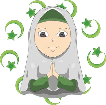 Islamic girl prayer illustration good for any islamic social media or illustration vector
